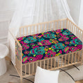 Teal Pink Sugar Skull Pattern Print Baby Crib Sheet