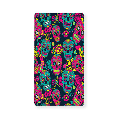 Teal Pink Sugar Skull Pattern Print Baby Crib Sheet