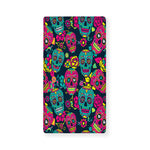 Teal Pink Sugar Skull Pattern Print Baby Crib Sheet