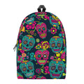 Teal Pink Sugar Skull Pattern Print School Backpack