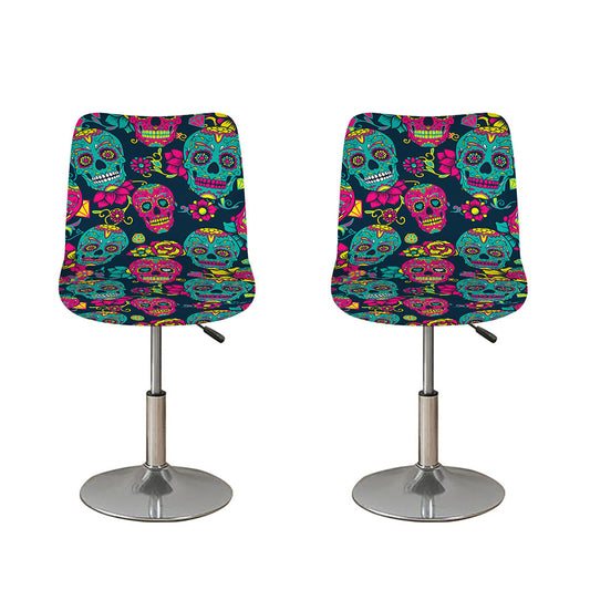 Teal Pink Sugar Skull Pattern Print Bar Stool Covers