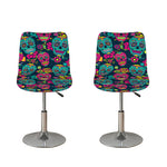 Teal Pink Sugar Skull Pattern Print Bar Stool Covers