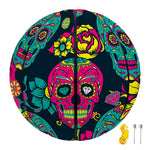 Teal Pink Sugar Skull Pattern Print Basketball