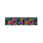 Teal Pink Sugar Skull Pattern Print Bed Runner