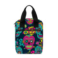 Teal Pink Sugar Skull Pattern Print Bible Tote Bag