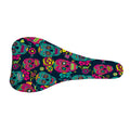 Teal Pink Sugar Skull Pattern Print Bicycle Seat Cover