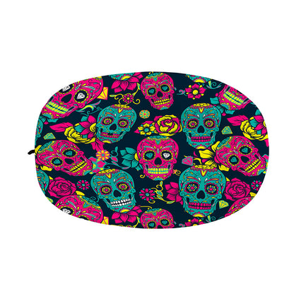 Teal Pink Sugar Skull Pattern Print Car Side Mirror Covers