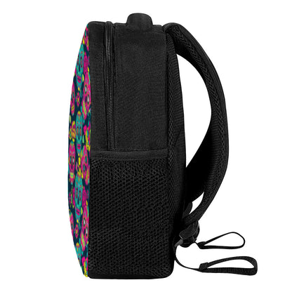 Teal Pink Sugar Skull Pattern Print Casual Backpack