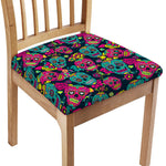 Teal Pink Sugar Skull Pattern Print Chair Cushion Cover