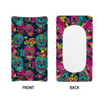 Teal Pink Sugar Skull Pattern Print Changing Pad Cover