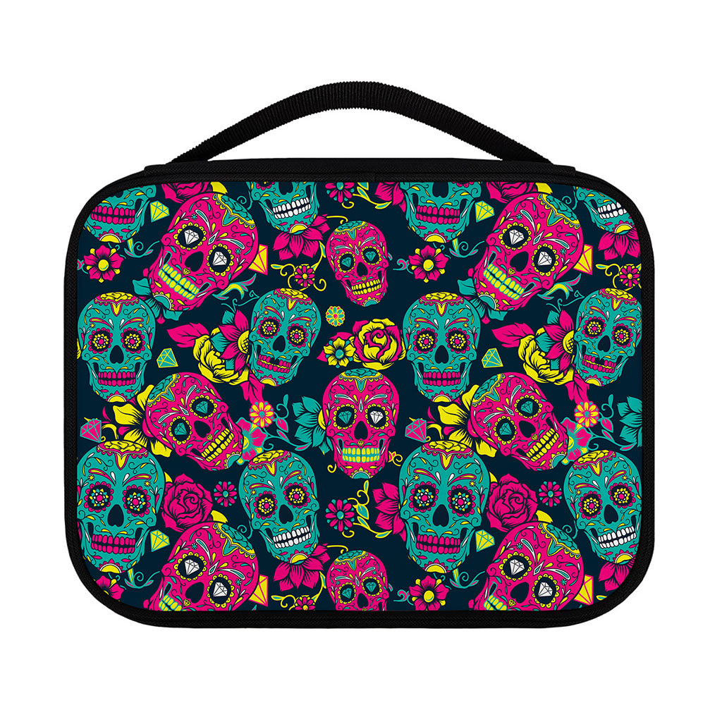 Teal Pink Sugar Skull Pattern Print Classic Bible Case