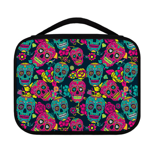 Teal Pink Sugar Skull Pattern Print Classic Bible Case
