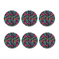 Teal Pink Sugar Skull Pattern Print Coaster Set
