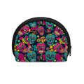 Teal Pink Sugar Skull Pattern Print Coin Purse