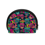 Teal Pink Sugar Skull Pattern Print Coin Purse