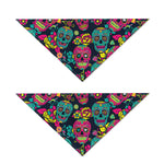 Teal Pink Sugar Skull Pattern Print Dog Bandana