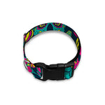 Teal Pink Sugar Skull Pattern Print Dog Collar