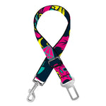 Teal Pink Sugar Skull Pattern Print Dog Seat Belt