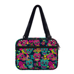 Teal Pink Sugar Skull Pattern Print Double Strap Bible Bag
