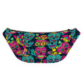 Teal Pink Sugar Skull Pattern Print Fanny Pack
