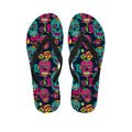 Teal Pink Sugar Skull Pattern Print Flip Flops