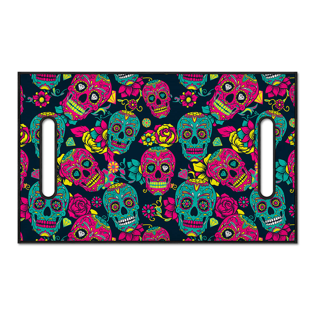 Teal Pink Sugar Skull Pattern Print Golf Cart Seat Cover