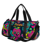 Teal Pink Sugar Skull Pattern Print Gym Bag