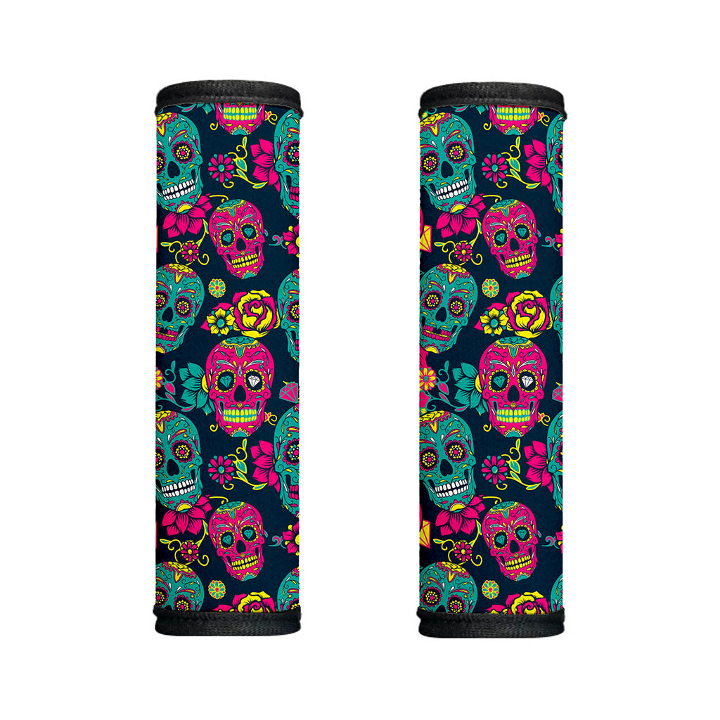 Teal Pink Sugar Skull Pattern Print Handle Covers