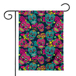 Teal Pink Sugar Skull Pattern Print House Flag