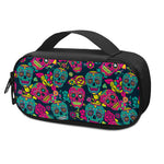 Teal Pink Sugar Skull Pattern Print Insulin Cooler Travel Case