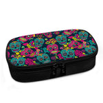 Teal Pink Sugar Skull Pattern Print Insulin Cooler Travel Case