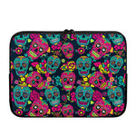 Teal Pink Sugar Skull Pattern Print Laptop Sleeve