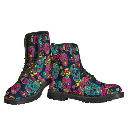 Teal Pink Sugar Skull Pattern Print Backpack