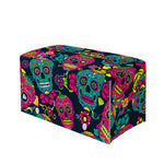 Teal Pink Sugar Skull Pattern Print Leather Tissue Box Cover