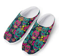 Teal Pink Sugar Skull Pattern Print Mesh Casual Shoes