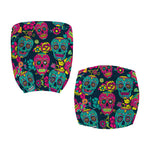 Teal Pink Sugar Skull Pattern Print Office Chair Cover