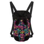 Teal Pink Sugar Skull Pattern Print Pet Carrier Backpack