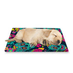 Teal Pink Sugar Skull Pattern Print Pet Cooling Mat Cover