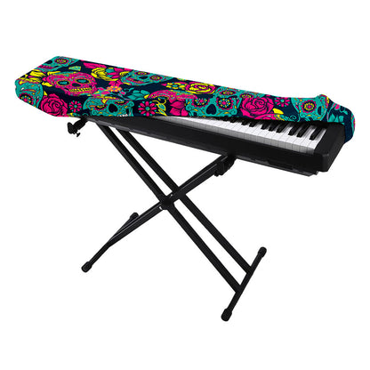 Teal Pink Sugar Skull Pattern Print Piano Keyboard Cover
