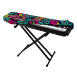 Teal Pink Sugar Skull Pattern Print Piano Keyboard Cover