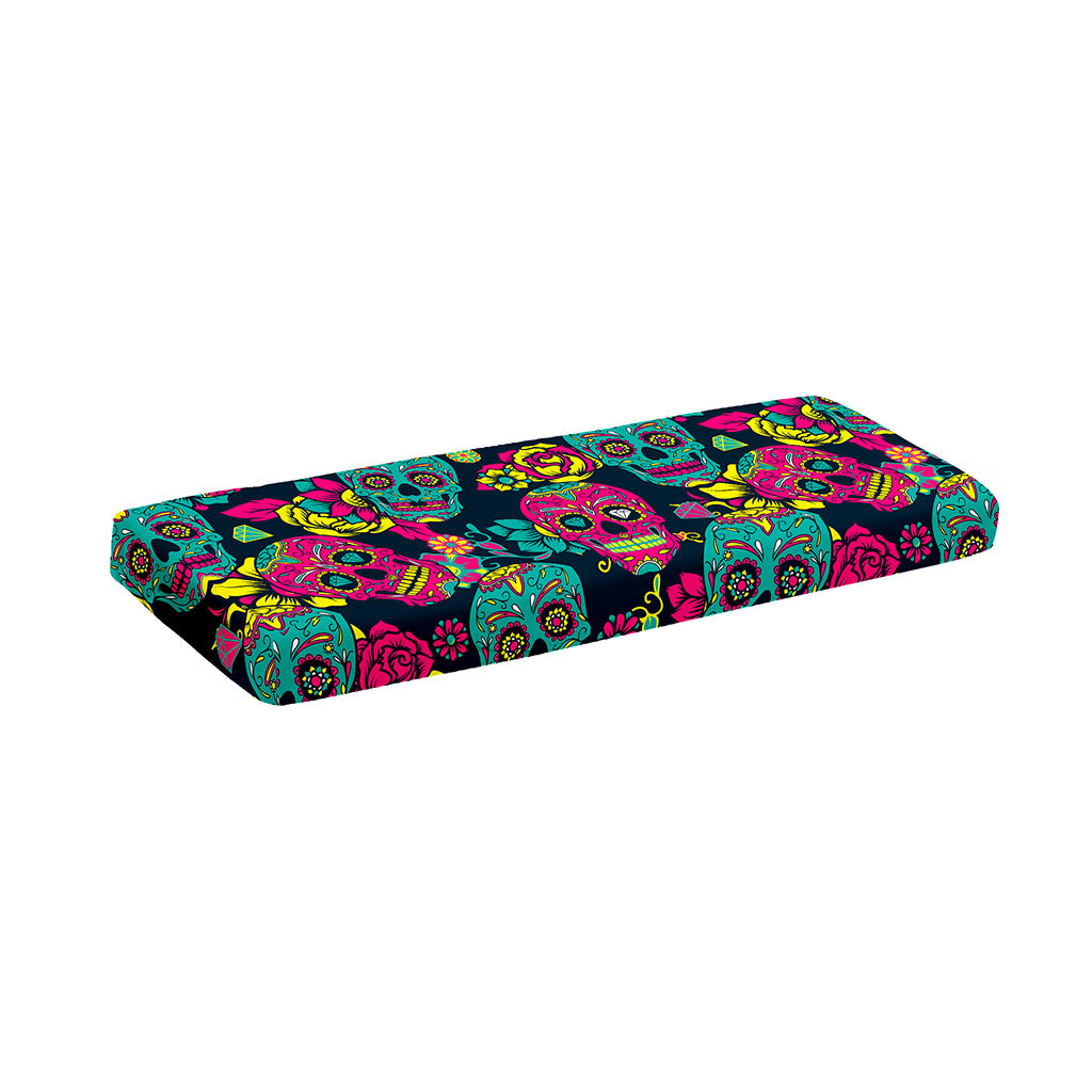 Teal Pink Sugar Skull Pattern Print Piano Keyboard Cover