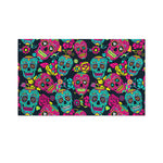 Teal Pink Sugar Skull Pattern Print Polyester Flag