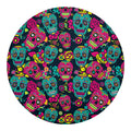 Teal Pink Sugar Skull Pattern Print Round Blanket