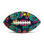 Teal Pink Sugar Skull Pattern Print Rugby Ball