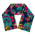 Teal Pink Sugar Skull Pattern Print Scarf