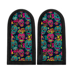 Teal Pink Sugar Skull Pattern Print Skillet Handle Cover