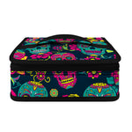 Teal Pink Sugar Skull Pattern Print Small Lunch Bag