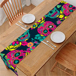 Teal Pink Sugar Skull Pattern Print Table Runner