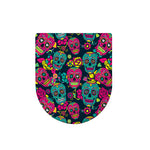 Teal Pink Sugar Skull Pattern Print Toilet Lid Cover