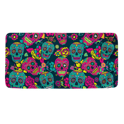 Teal Pink Sugar Skull Pattern Print Towel